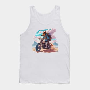 Dog riding a motorcycle in the desert Tank Top